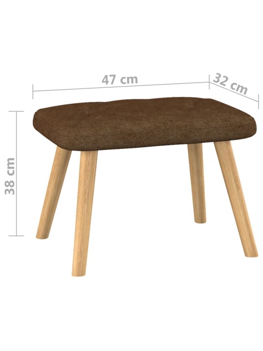 Relaxační křeslo se stoličkou hnědé textil