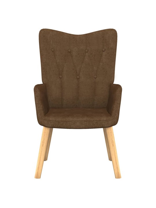 Relaxační křeslo se stoličkou hnědé textil