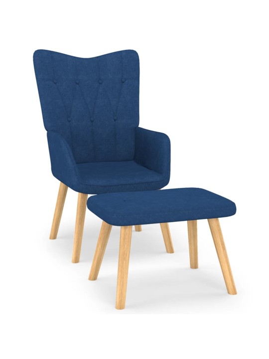 Relaxační křeslo se stoličkou modré textil