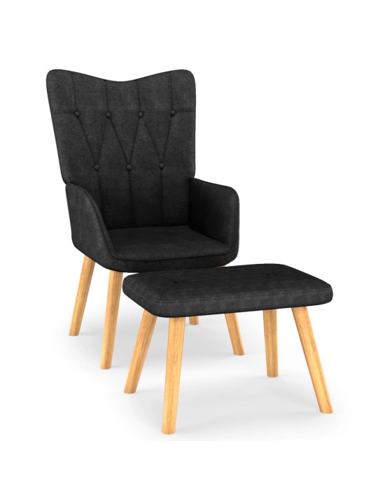 Relaxační křeslo se stoličkou černé textil