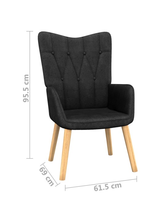 Relaxační křeslo se stoličkou černé textil