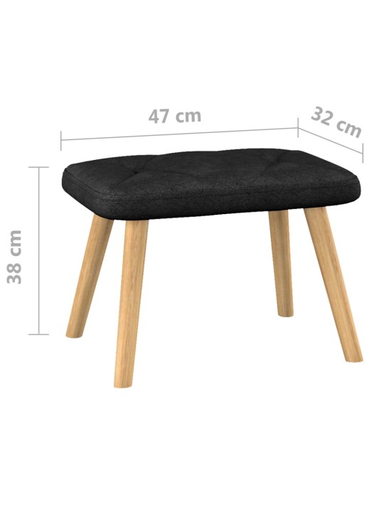 Relaxační křeslo se stoličkou černé textil