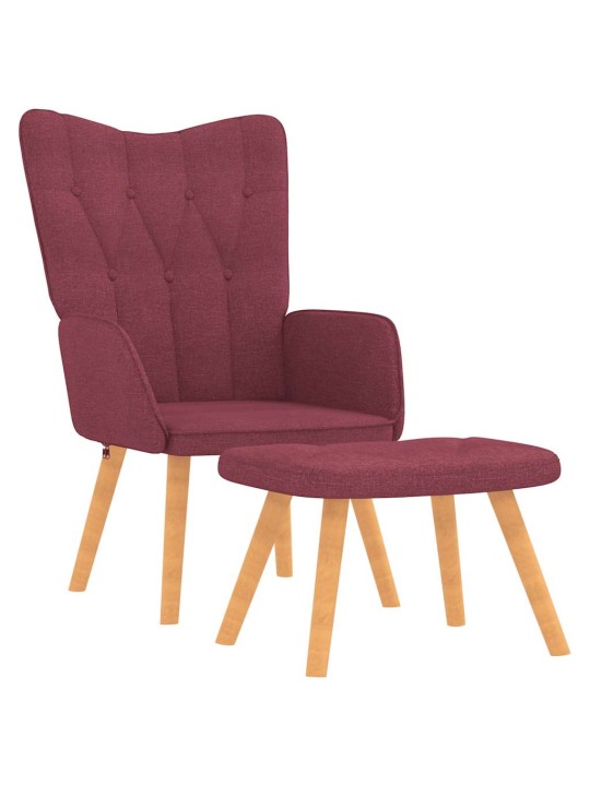 Relaxační křeslo se stoličkou vínové textil