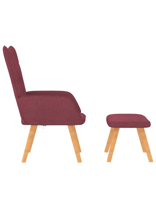 Relaxační křeslo se stoličkou vínové textil
