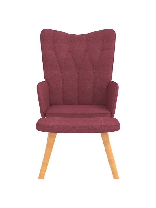 Relaxační křeslo se stoličkou vínové textil