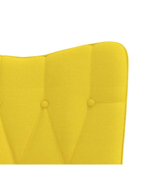 Houpací křeslo se stoličkou hořčicově žluté textil