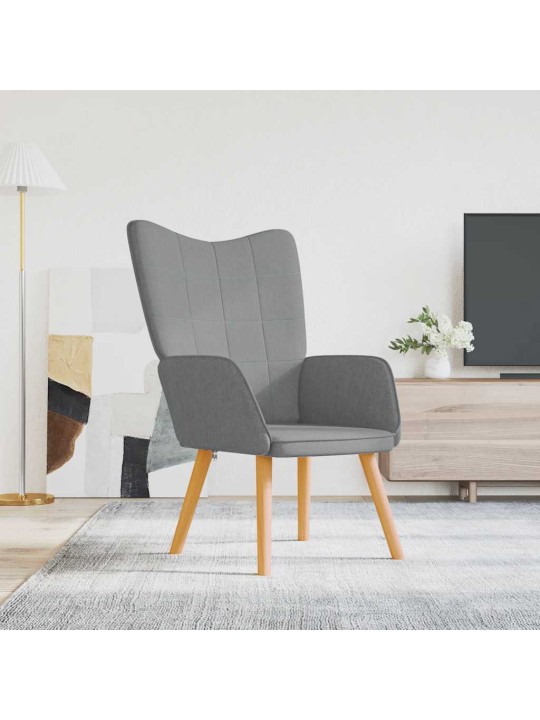 Relaxační křeslo světle šedé textil