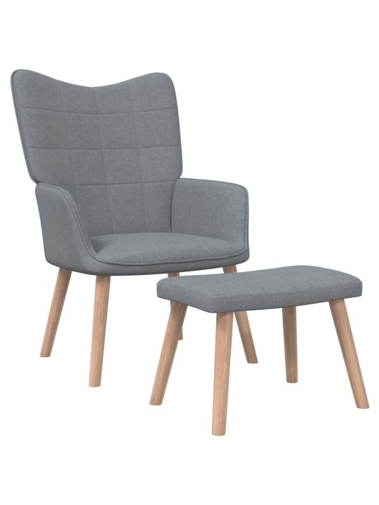Relaxační křeslo se stoličkou světle šedé textil