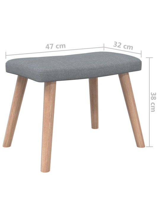 Relaxační křeslo se stoličkou světle šedé textil