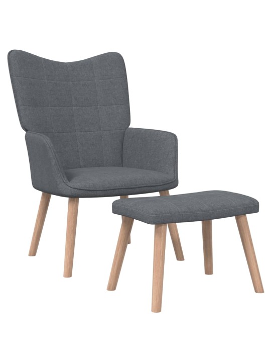 Relaxační křeslo se stoličkou tmavě šedé textil