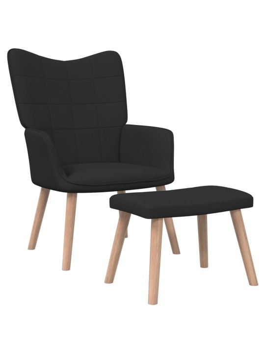 Relaxační křeslo se stoličkou černé textil