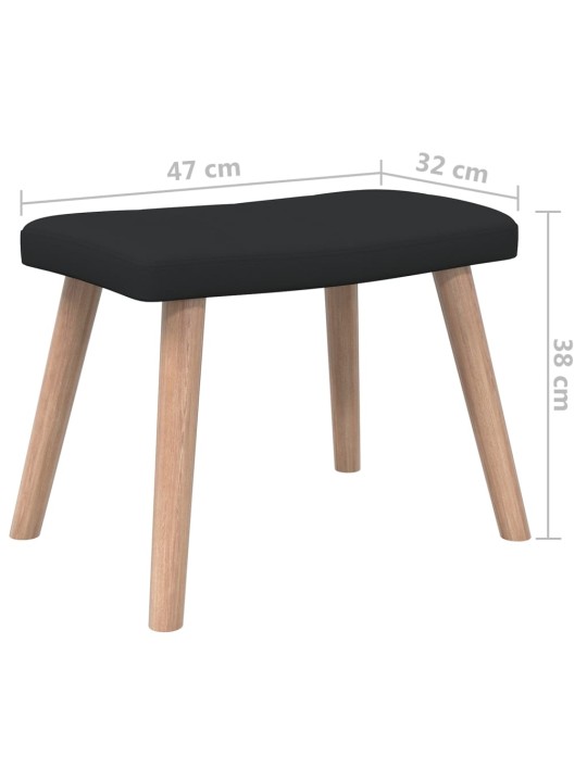 Relaxační křeslo se stoličkou černé textil