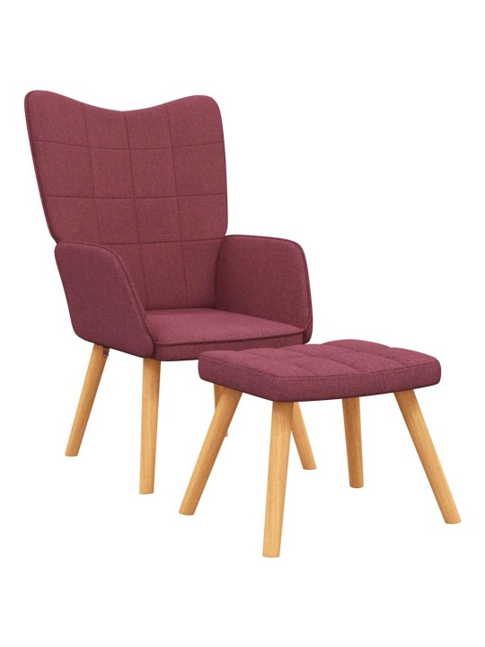 Relaxační křeslo se stoličkou vínové textil