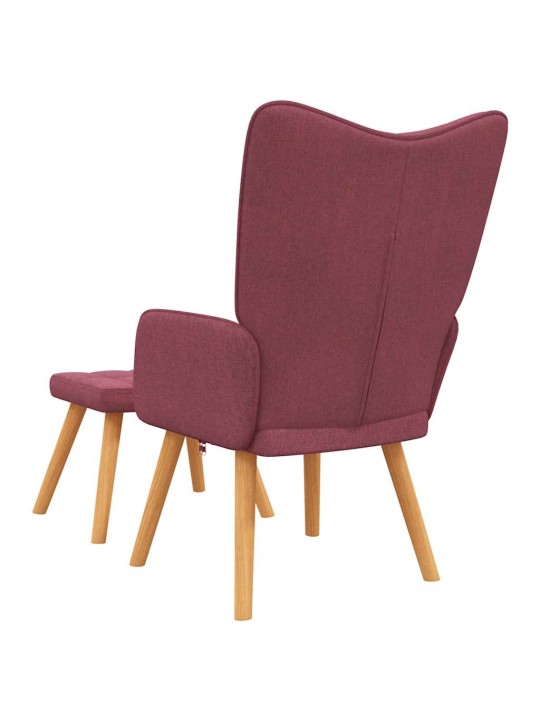 Relaxační křeslo se stoličkou vínové textil