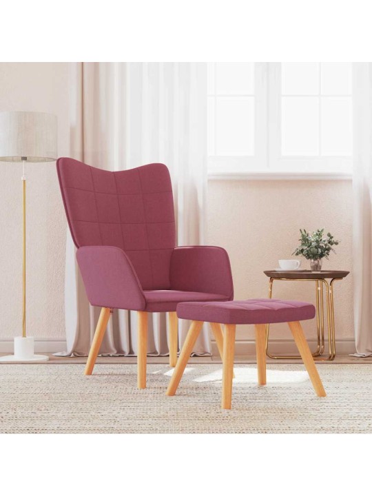 Relaxační křeslo se stoličkou vínové textil