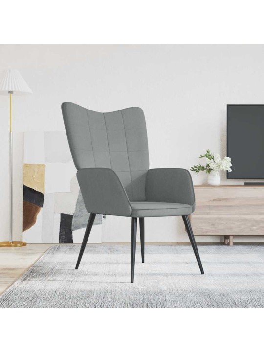Relaxační židle světle šedá textil