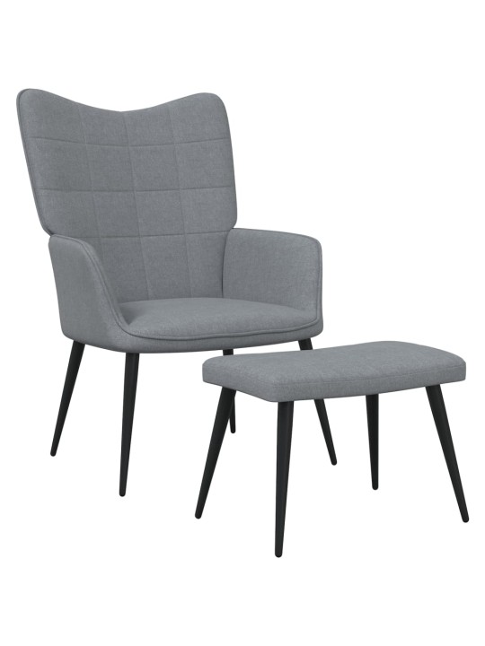 Relaxační židle se stoličkou světle šedá textil