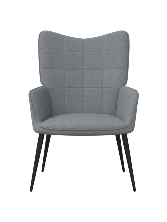 Relaxační židle se stoličkou světle šedá textil