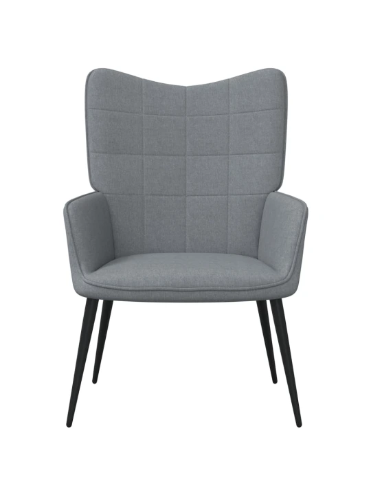 Relaxační židle se stoličkou světle šedá textil