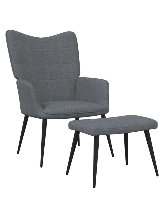 Relaxační židle se stoličkou tmavě šedá textil
