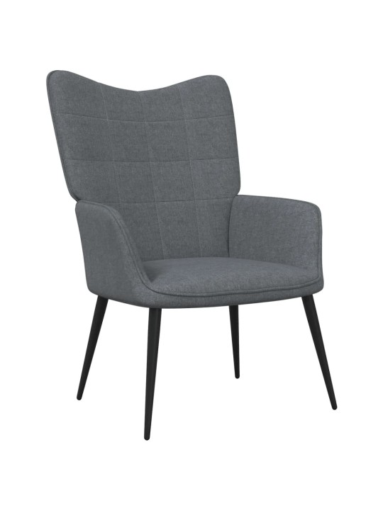 Relaxační židle se stoličkou tmavě šedá textil