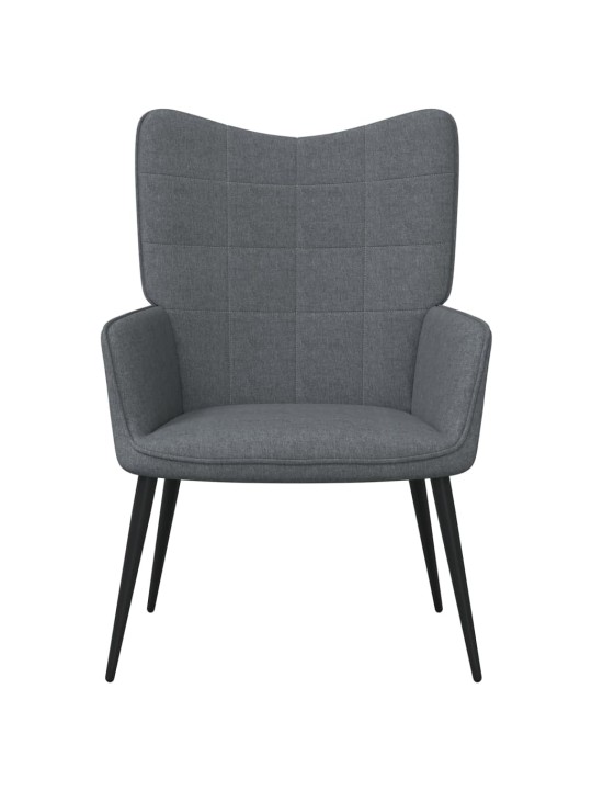 Relaxační židle se stoličkou tmavě šedá textil