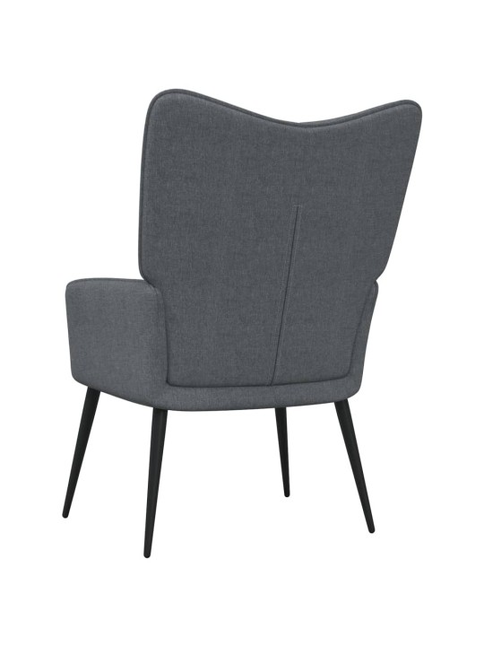 Relaxační židle se stoličkou tmavě šedá textil