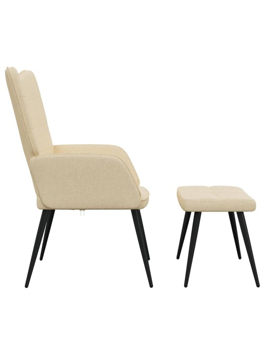 Relaxační židle se stoličkou krémová textil
