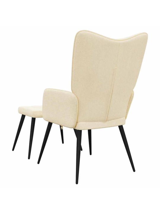 Relaxační židle se stoličkou krémová textil
