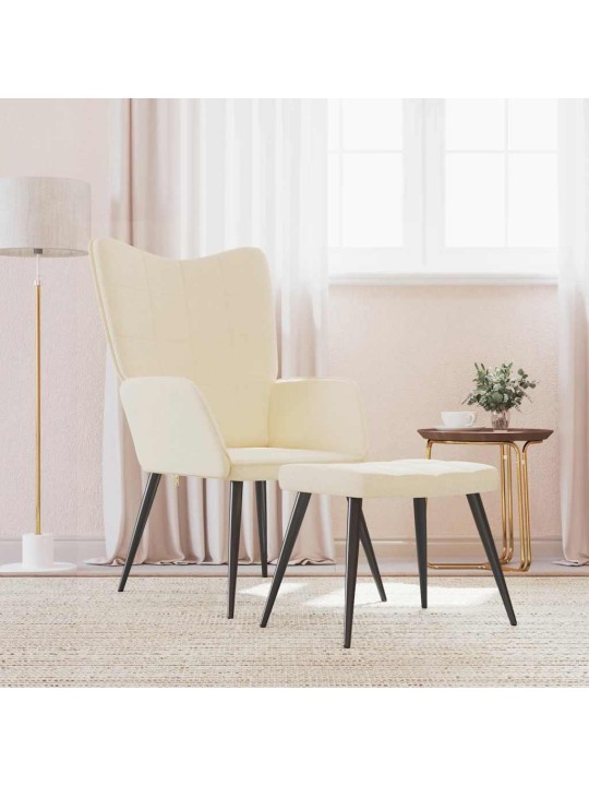 Relaxační židle se stoličkou krémová textil