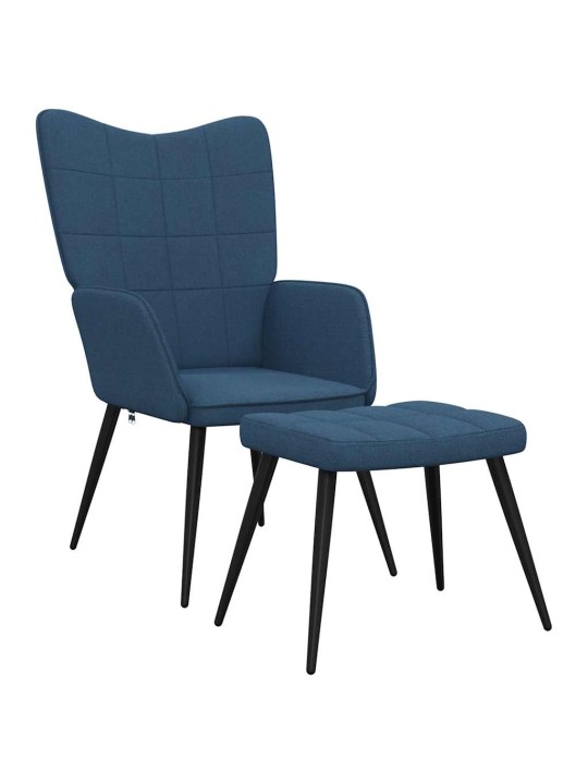 Relaxační židle se stoličkou modrá textil