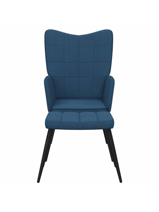 Relaxační židle se stoličkou modrá textil