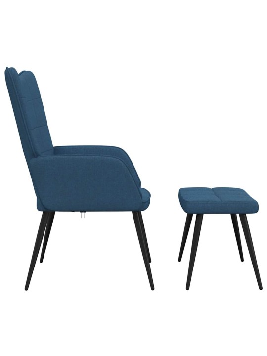 Relaxační židle se stoličkou modrá textil