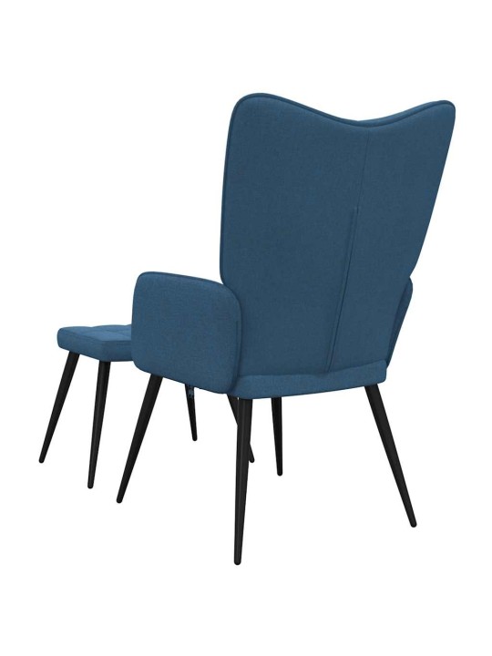 Relaxační židle se stoličkou modrá textil