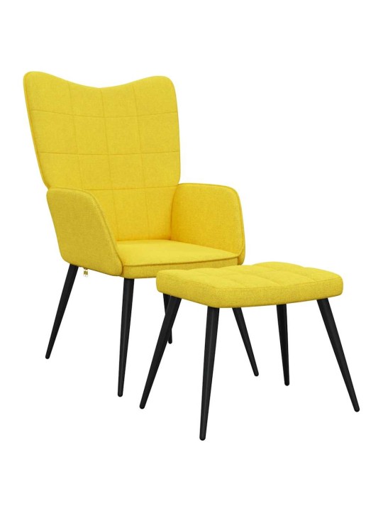 Relaxační židle se stoličkou hořčicová textil