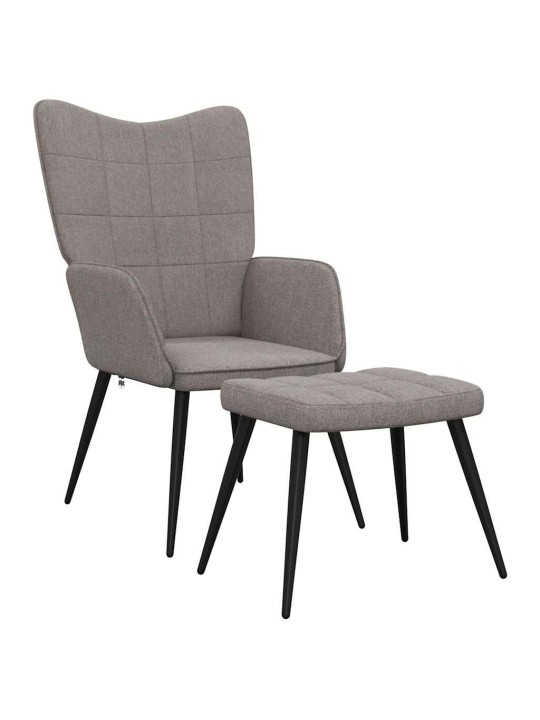 Relaxační židle se stoličkou taupe textil