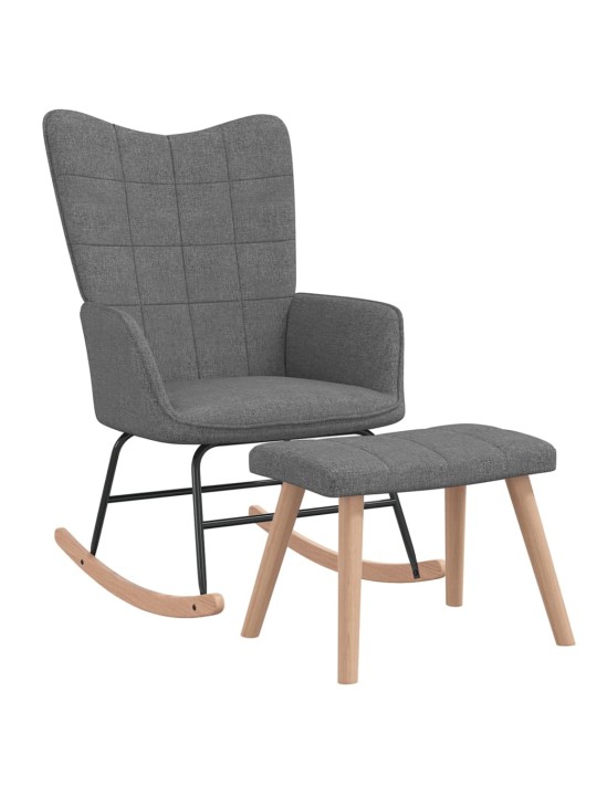 Houpací křeslo se stoličkou tmavě šedé textil