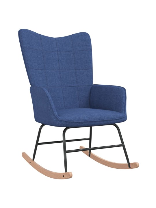 Houpací křeslo se stoličkou modré textil