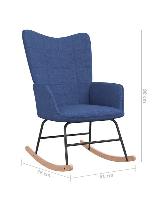 Houpací křeslo se stoličkou modré textil