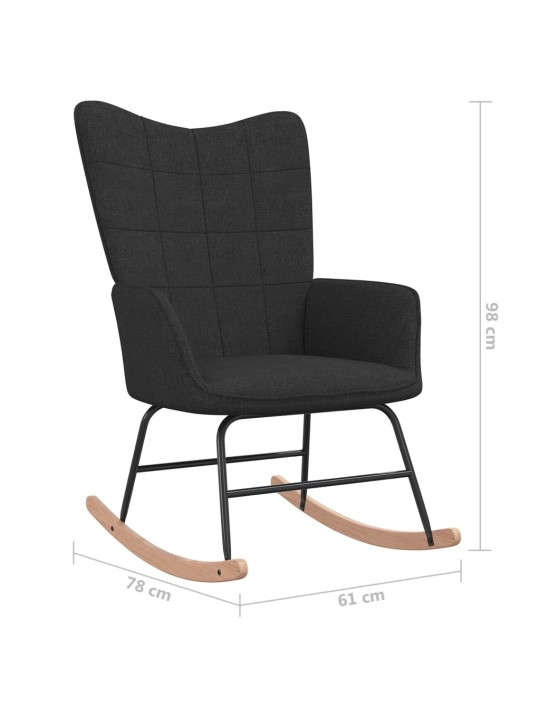 Houpací křeslo se stoličkou černé textil