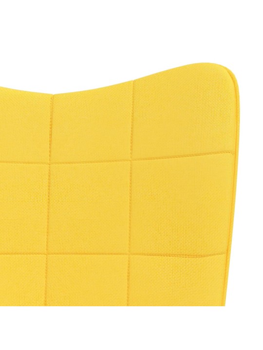 Houpací křeslo se stoličkou hořčicově žluté textil