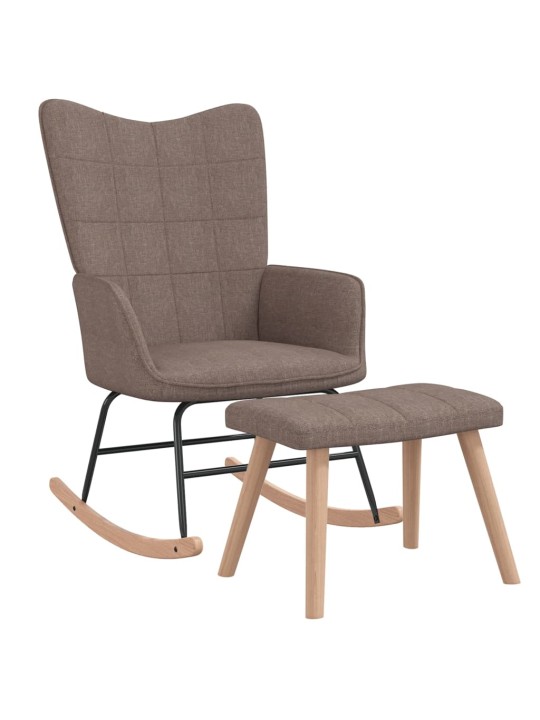 Houpací křeslo se stoličkou taupe textil