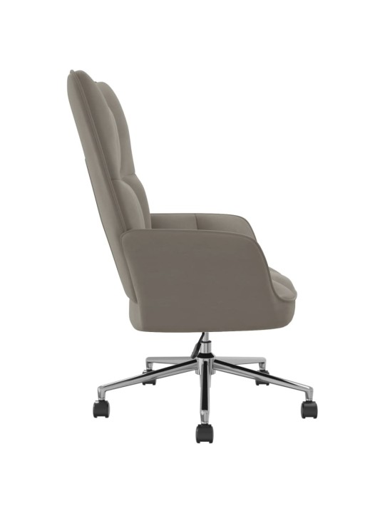 Relaxační křeslo světle šedé samet