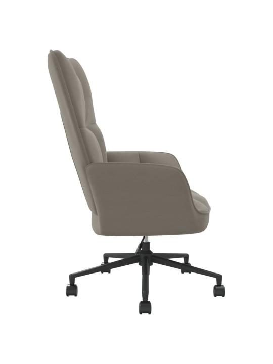 Relaxační křeslo světle šedé samet