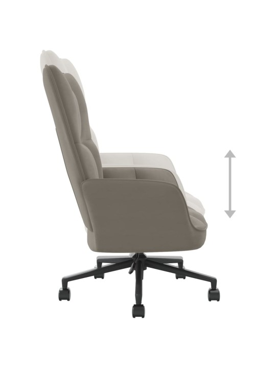Relaxační křeslo světle šedé samet