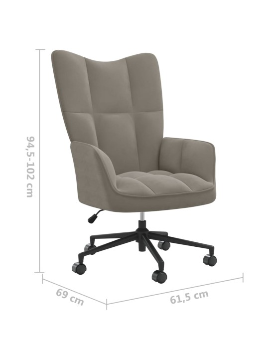 Relaxační křeslo světle šedé samet