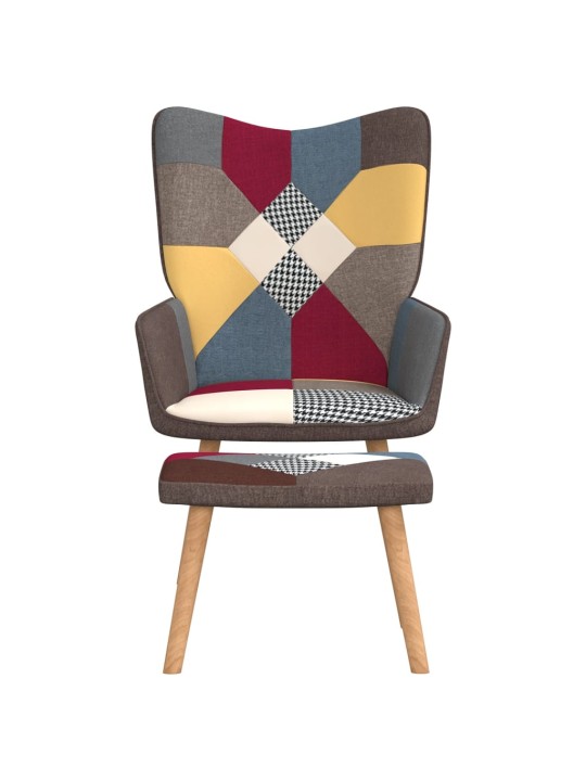Relaxační křeslo se stoličkou patchwork textil