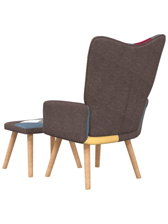 Relaxační křeslo se stoličkou patchwork textil