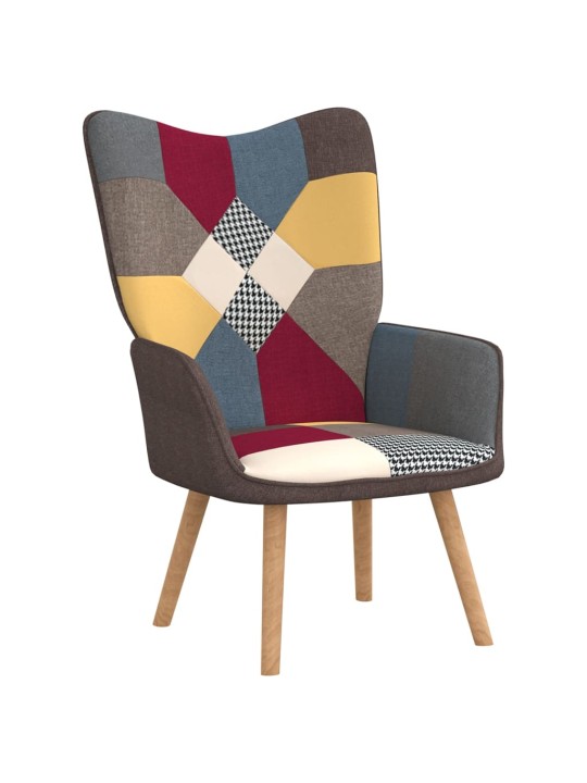 Relaxační křeslo se stoličkou patchwork textil