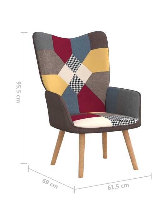 Relaxační křeslo se stoličkou patchwork textil